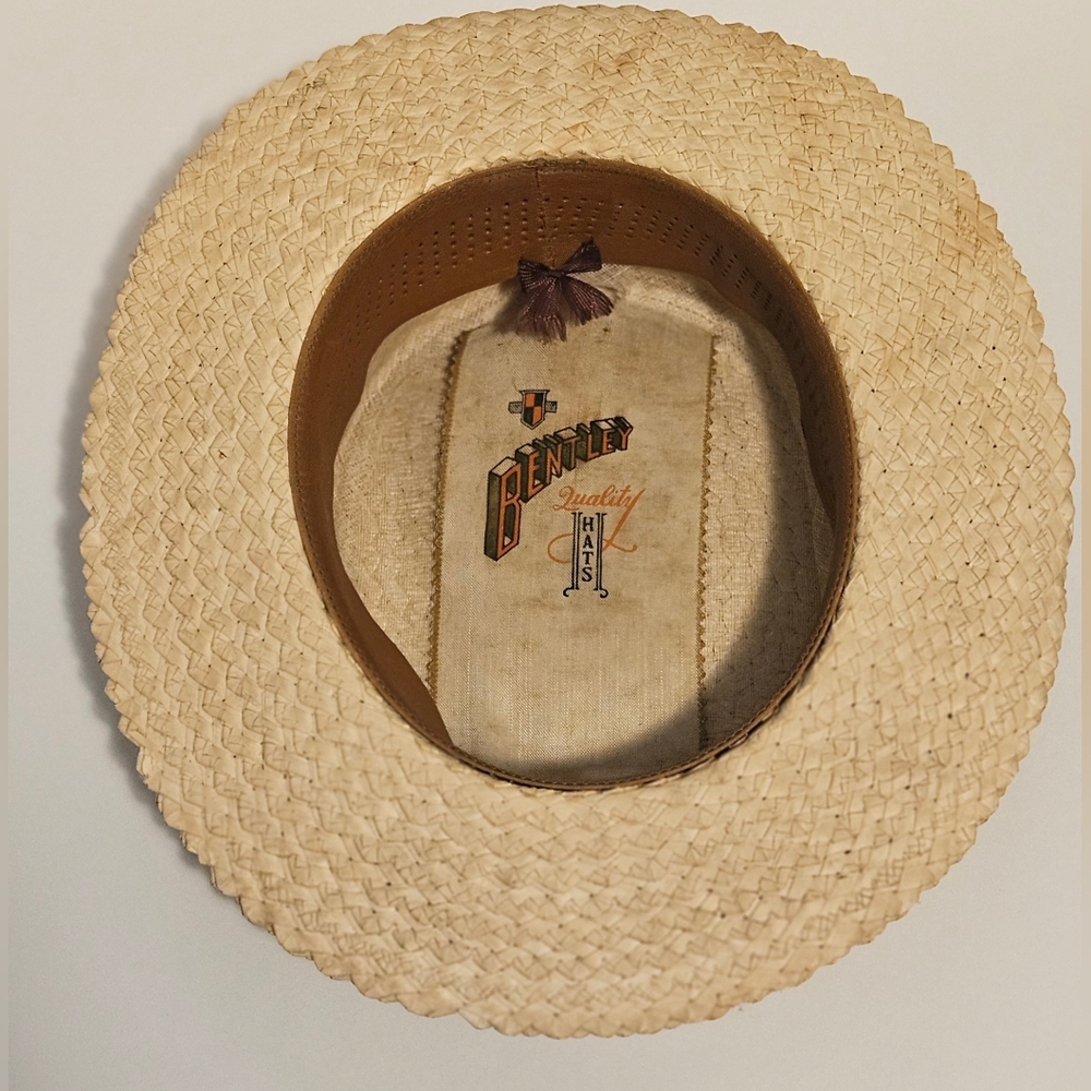 Antique 1920's Stylish Straw Boater Hat with Black Band Men's W.C. Fields Type - Picture 3 of 6